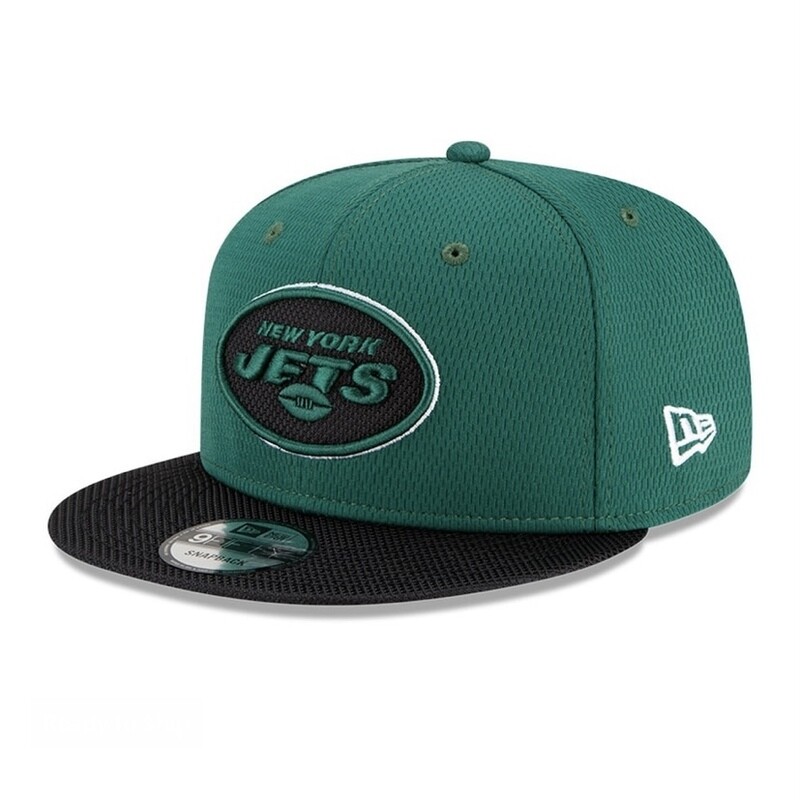 New York Jets Men's New Era Green / Black NFL Sideline Road 9FIFTY Snapback Adjustable Hat