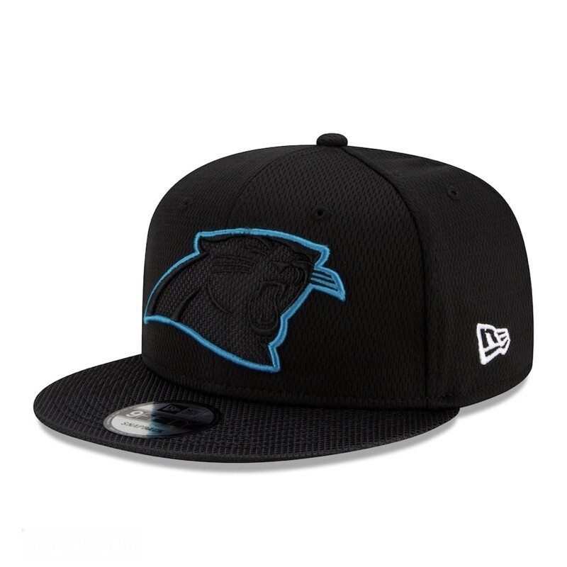 Carolina Panthers Men's New Era Black NFL Sideline Road 9FIFTY Snapback Adjustable Hat