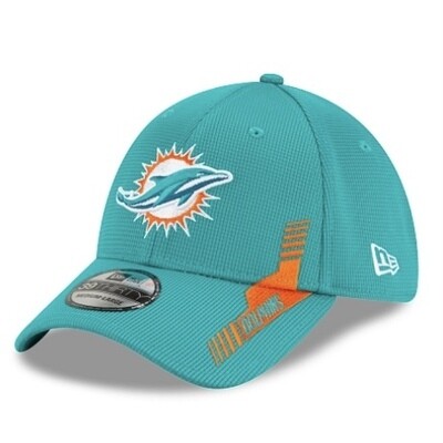 Miami Dolphins Men's Aqua New Era NFL Sideline Home 39Thirty Stretch Fit Hat