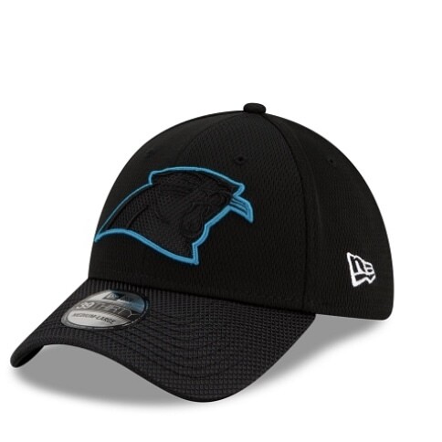 Carolina Panthers Men's Black New Era NFL Sideline Road 39Thirty Stretch Fit Hat