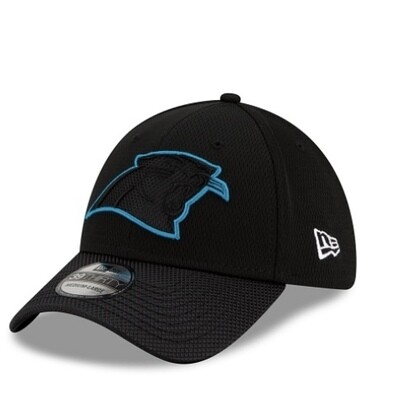 Carolina Panthers Men's Black New Era NFL Sideline Road 39Thirty Stretch Fit Hat