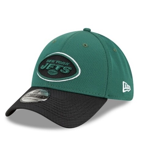 New York Jets Men's Green / Black New Era NFL Sideline Road 39Thirty Stretch Fit Hat