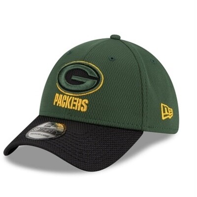 Green Bay Packers Men's Green / Black New Era NFL Sideline Road 39Thirty Stretch Fit Hat