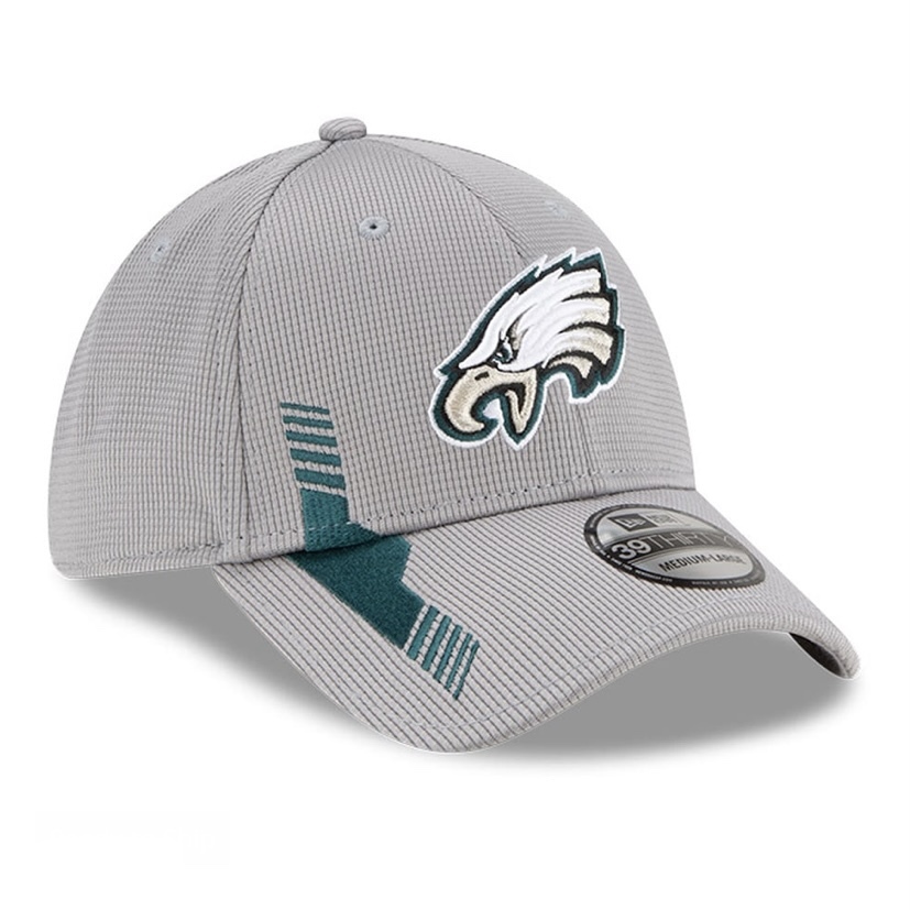 Official New Era Philadelphia Eagles Sideline Road Blue 39THIRTY Stretch  Fit Cap B3947_B92 B3947_B92