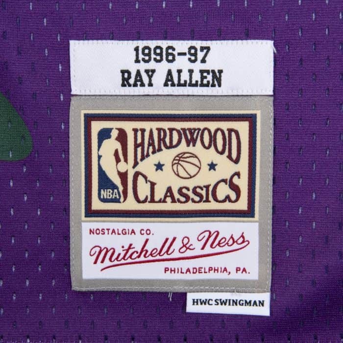 Men's Milwaukee Bucks Ray Allen Mitchell & Ness Purple 1996-97 Hardwood  Classics Reload Swingman Jersey