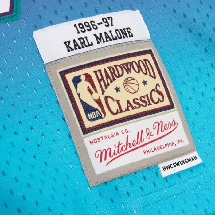 Men's Utah Jazz Karl Malone Mitchell & Ness Blue 1996-97 Hardwood Classics  Reload Swingman Jersey