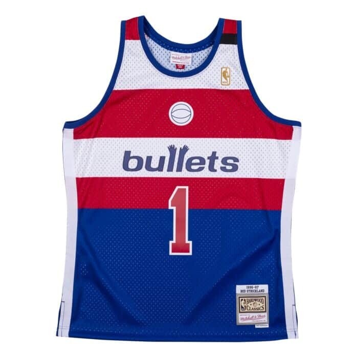 Washington Bullets Rod Strickland 1996-97 Red, White & Blue Mitchell & Ness Men’s Swingman Jersey