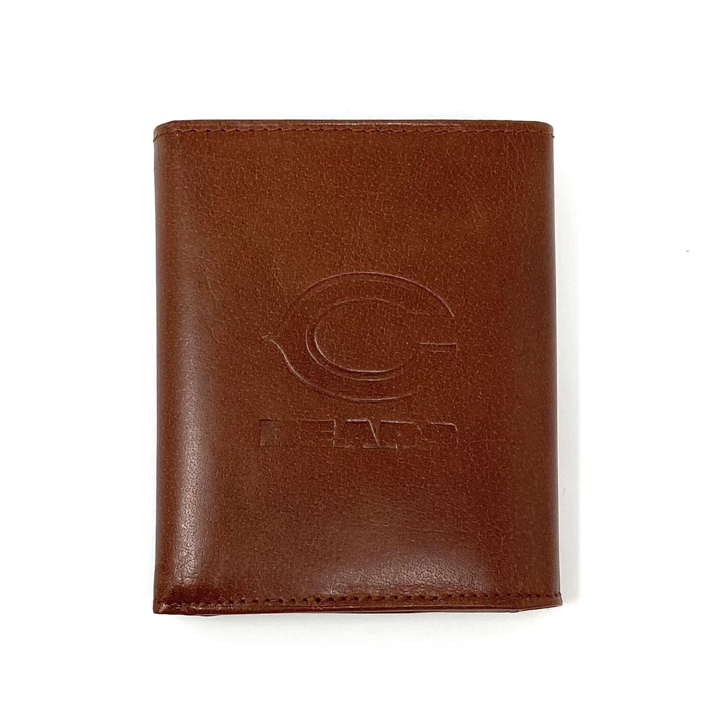 Chicago Bears Fine Grain Leather Tri-Fold Brown Wallet