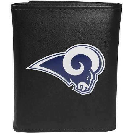 Los Angeles Rams Fine Grain Leather Tri-Fold Black Wallet