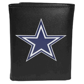 Dallas Cowboys Fine Grain Leather Tri-Fold Black Wallet