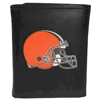 Cleveland Browns Fine Grain Leather Tri-Fold Black Wallet