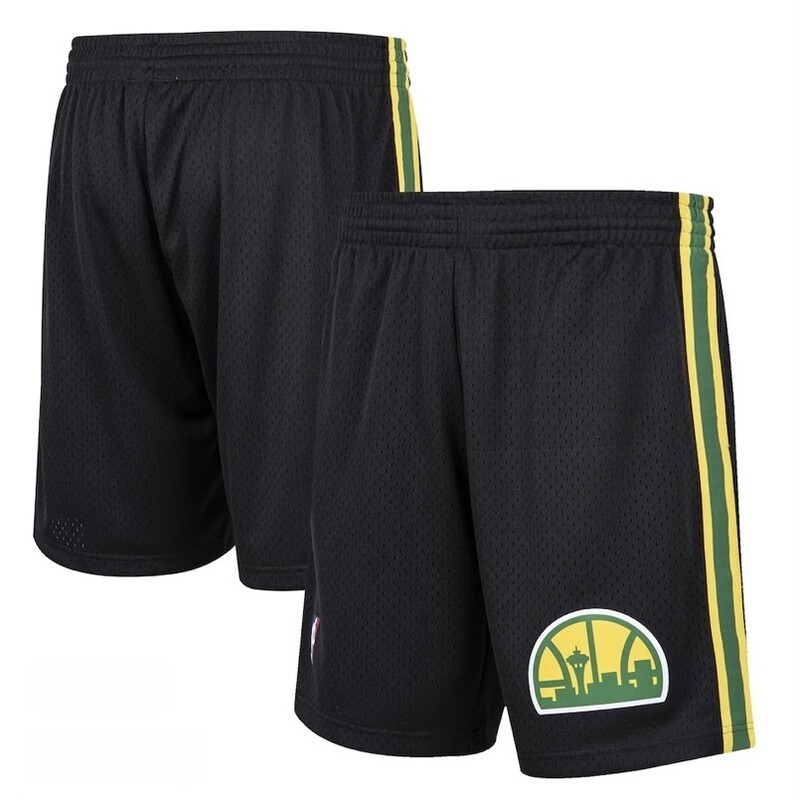 Seattle SuperSonics 1994 Men's Black Reload Mitchell & Ness Swingman Shorts