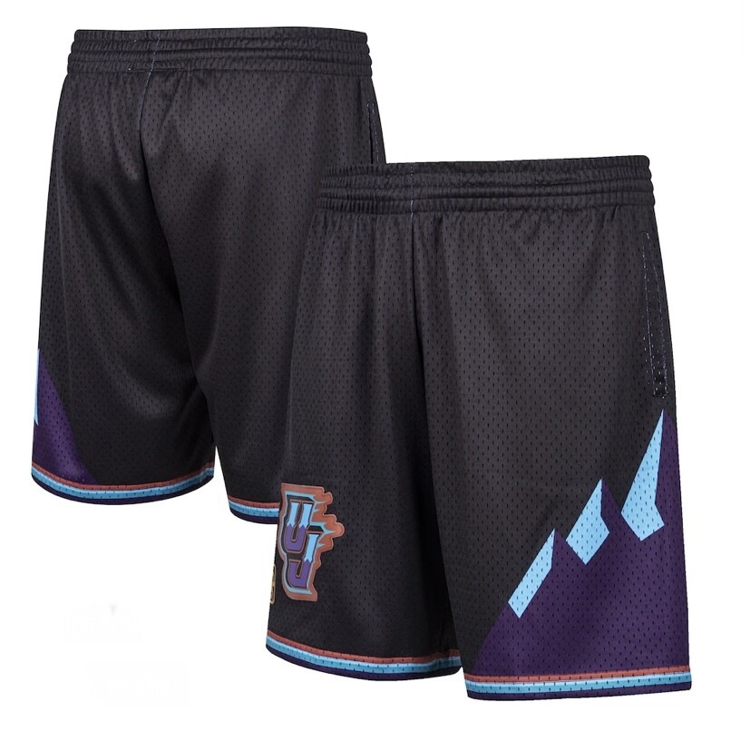 Utah Jazz 1996 Men's Black Reload Mitchell & Ness Swingman Shorts