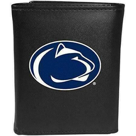 Penn State Nittany Lions Fine Grain Leather Tri-Fold Black Wallet