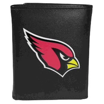 Arizona Cardinals Fine Grain Leather Tri-Fold Black Wallet