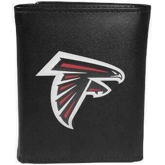 Atlanta Falcons Fine Grain Leather Tri-Fold Black Wallet