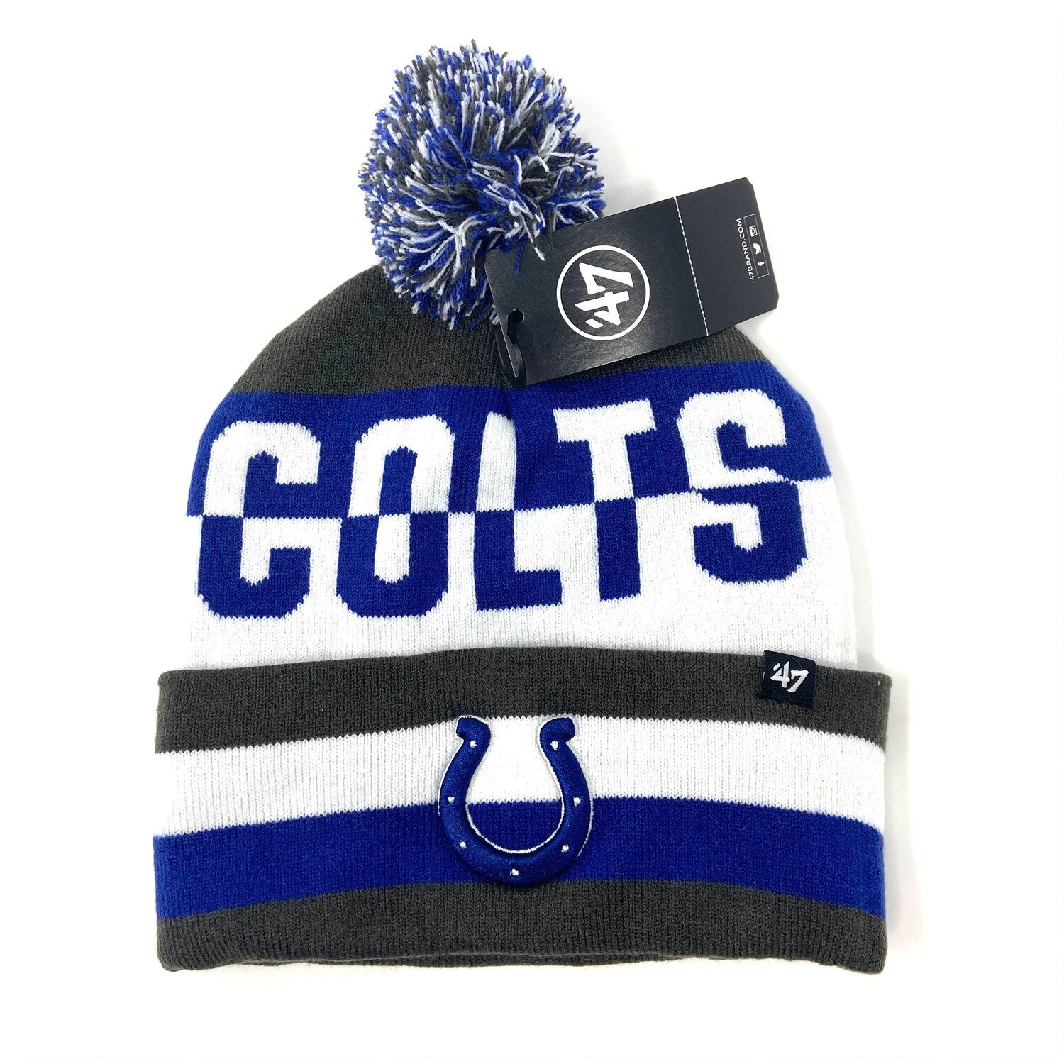 Indianapolis Colts Men's 47 Brand Cuffed Pom Knit Hat