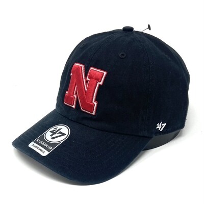 Nebraska Cornhuskers Men’s Black 47 Brand Clean Up Adjustable Hat