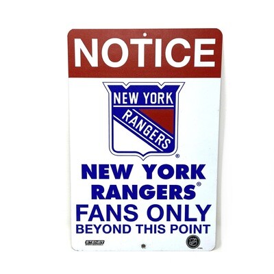 New York Rangers Fans Only 12"x 8" Metal Sign