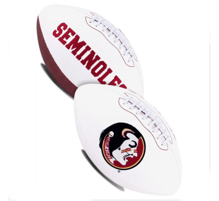 Florida State Seminoles Rawlings White Panel Full Size Football w/autograph Pen