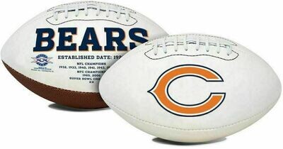 Chicago Bears Full Size Embroidered Signature Series White Panel Football w/ Autograph Pen
