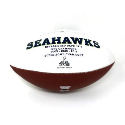 Seattle Seahawks Full Size Embroidered Signature Series White Panel Football w/ Autograph Pen