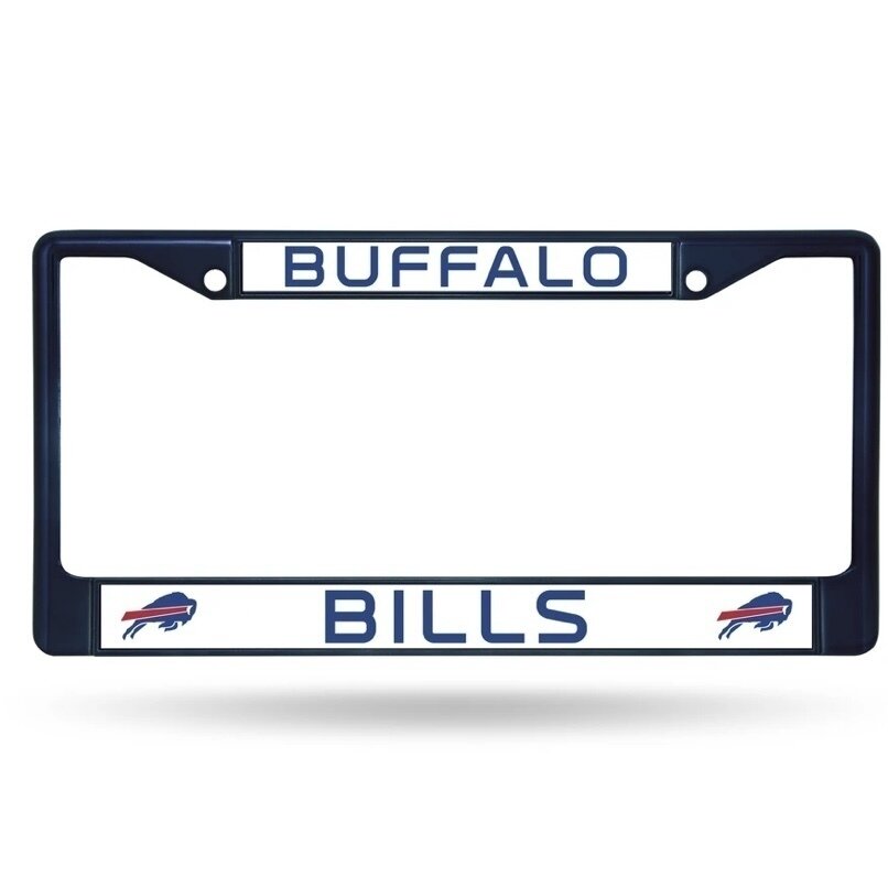 : Buffalo Bills NFL Premium Chrome Zinc Alloy Team License Plate  Frame - 4 Screw Tag Holder with Graffiti Style Lettering - Chrome  Background and Team Colors Complement Any Color Truck, SUV