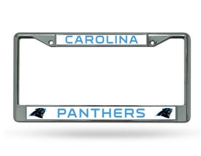 Carolina Panthers White Chrome Metal License Plate Frame
