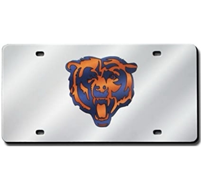 Chicago Bears Laser Tag Silver License Plate
