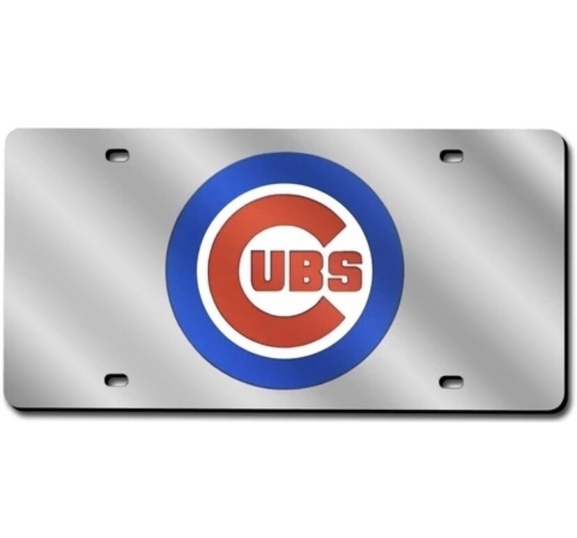 Chicago Cubs Laser Tag Silver License Plate