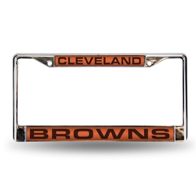 Cleveland Browns Orange Laser Chrome Metal License Plate Frame