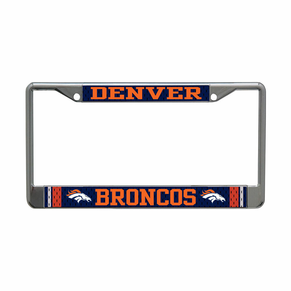 Denver Broncos Chrome Metal License Plate Frame