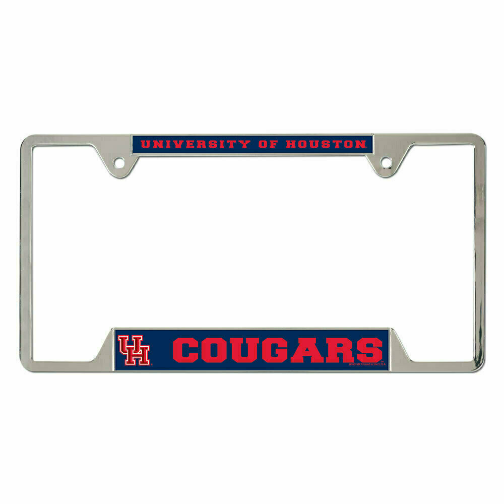 Houston Cougars Chrome Metal License Plate Frame