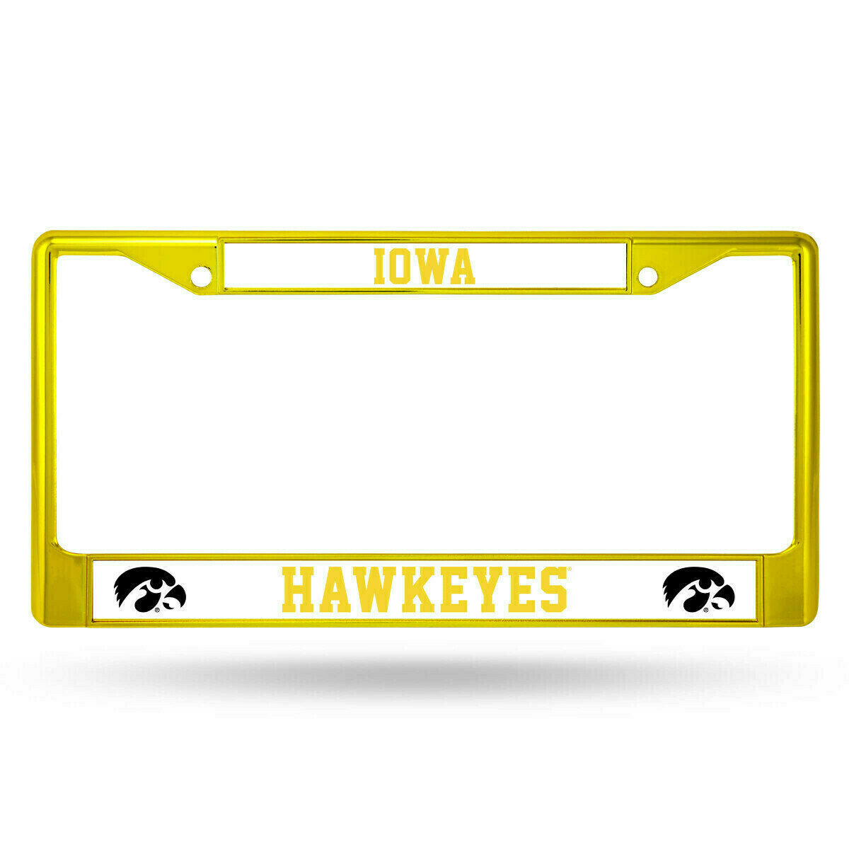 Iowa Hawkeyes Yellow Chrome Metal License Plate Frame