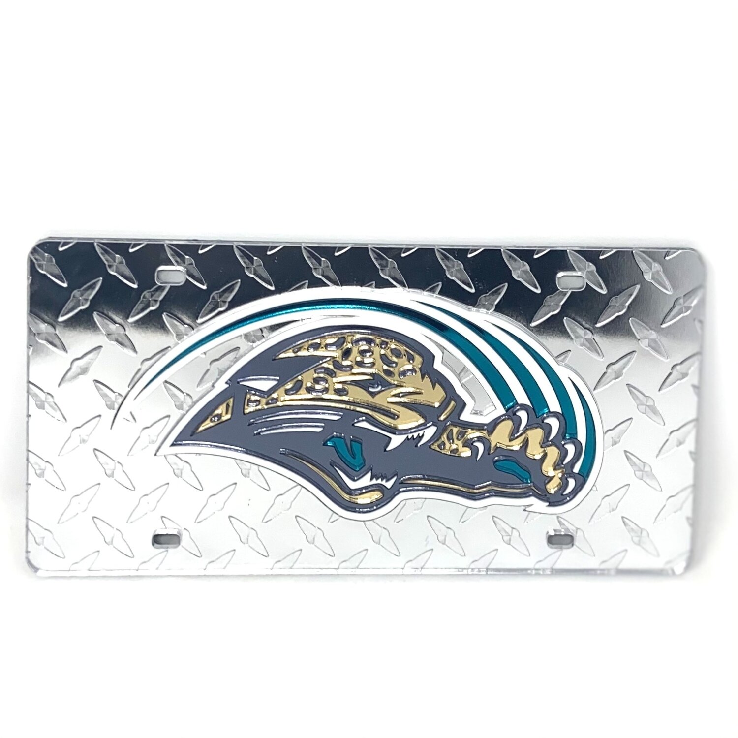 Jacksonville Jaguars Diamond Design Laser Tag Silver License Plate