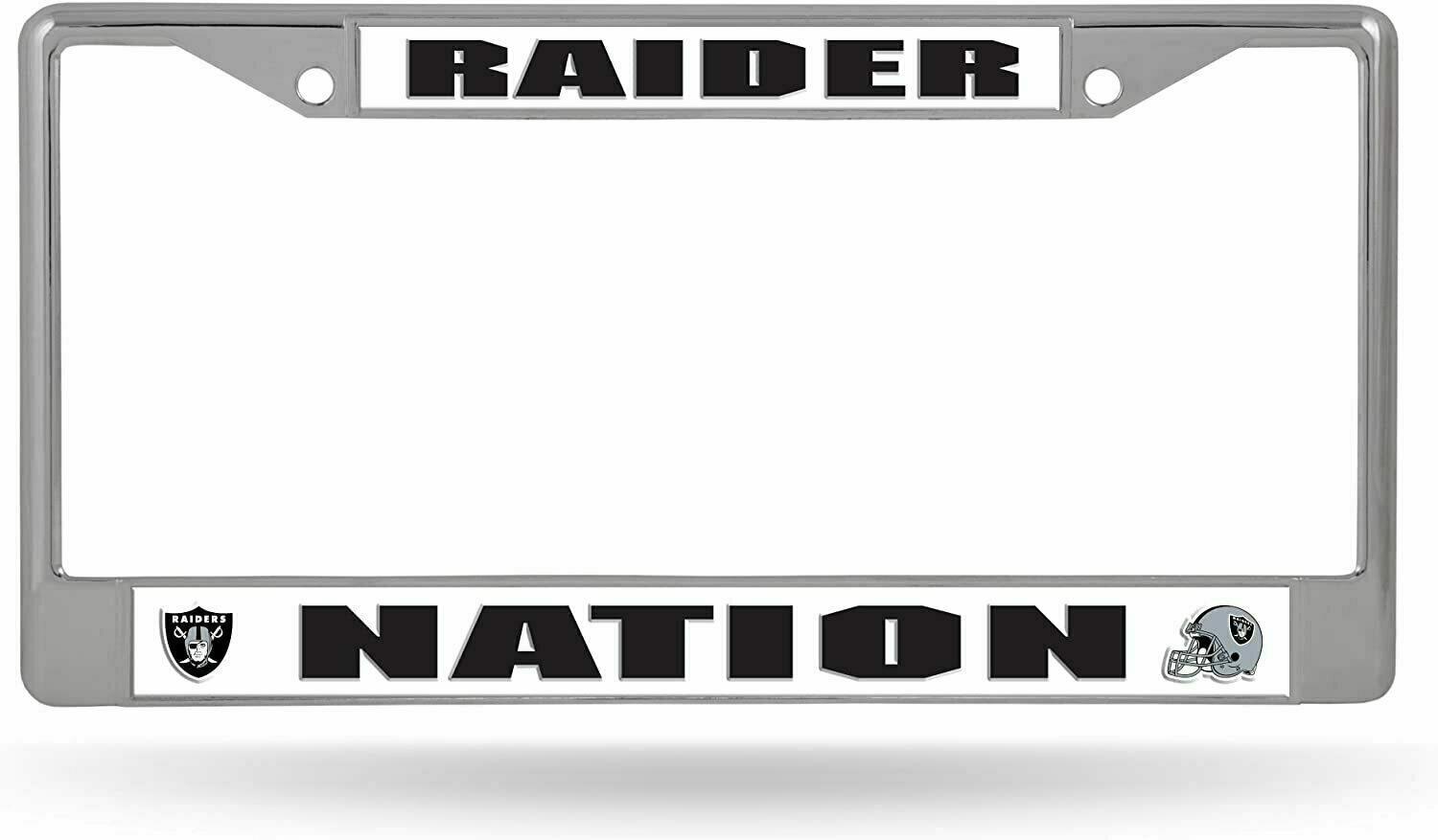 Las Vegas Raiders White Chrome Metal License Plate Frame