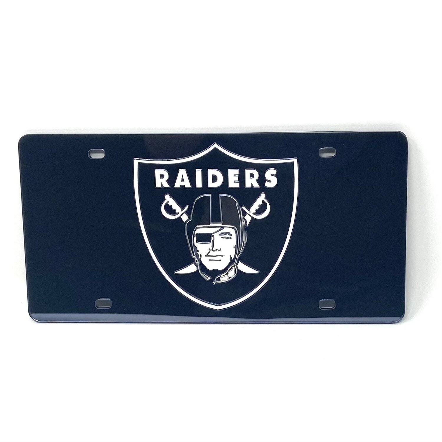 Las Vegas Raiders Black Laser Tag Black License Plate