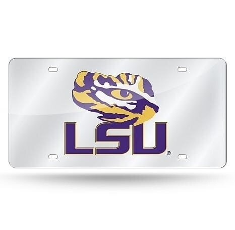 LSU Tigers Laser Tag Silver License Plate