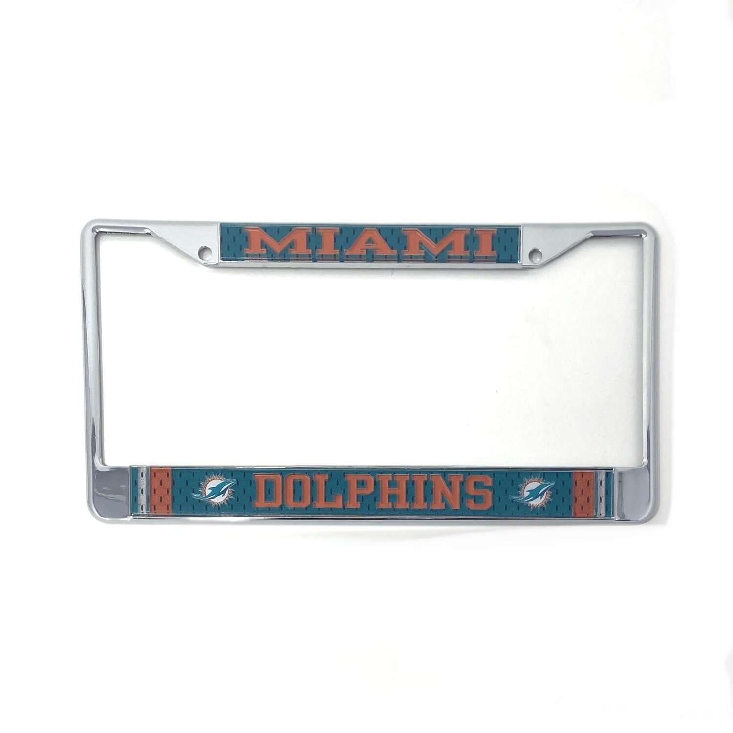 Miami Dolphins Jersey Design Chrome Metal License Plate Frame
