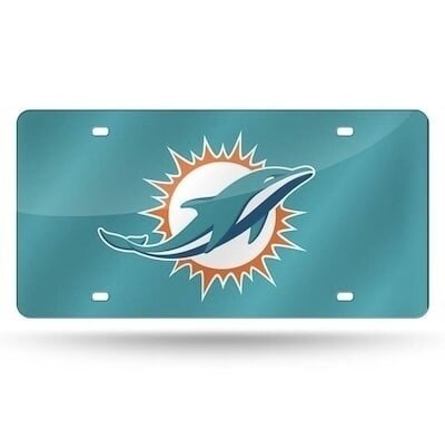 Miami Dolphins Laser Tag Teal License Plate