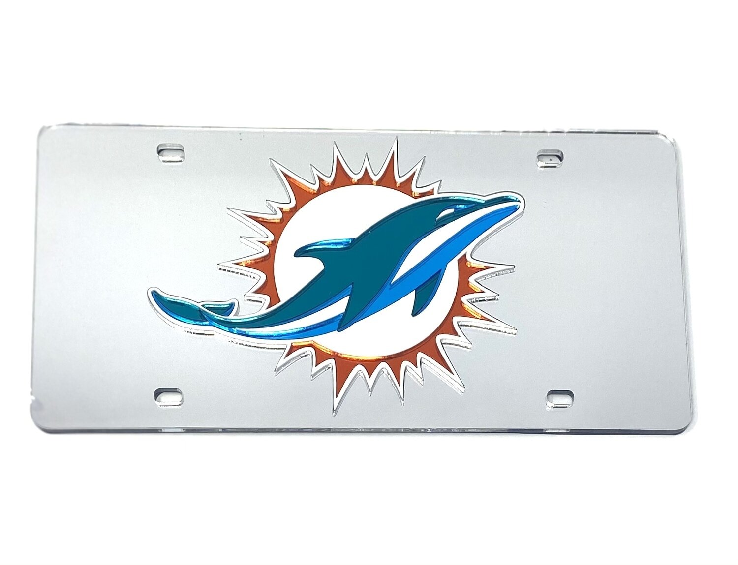 Miami Dolphins Laser Tag Silver License Plate