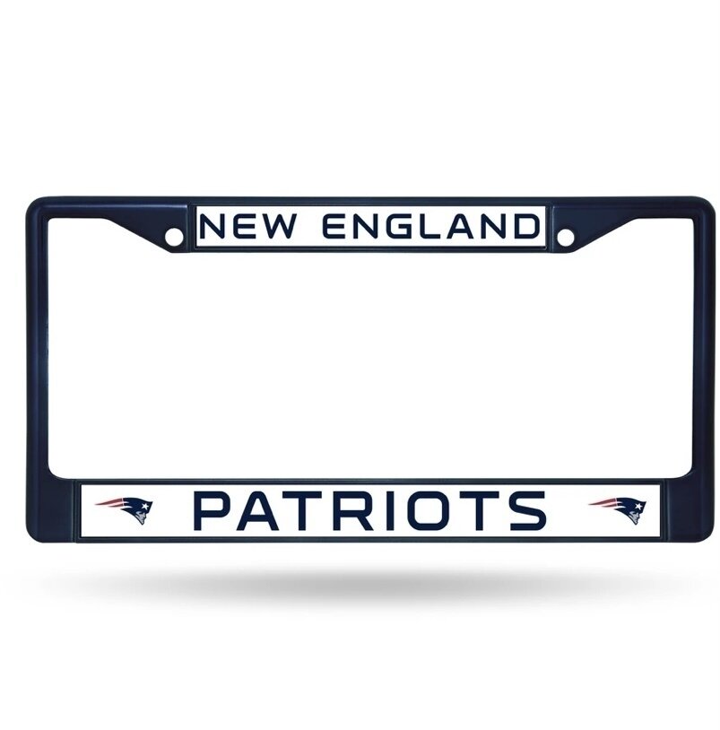 New England Patriots Navy Chrome Metal License Plate Frame