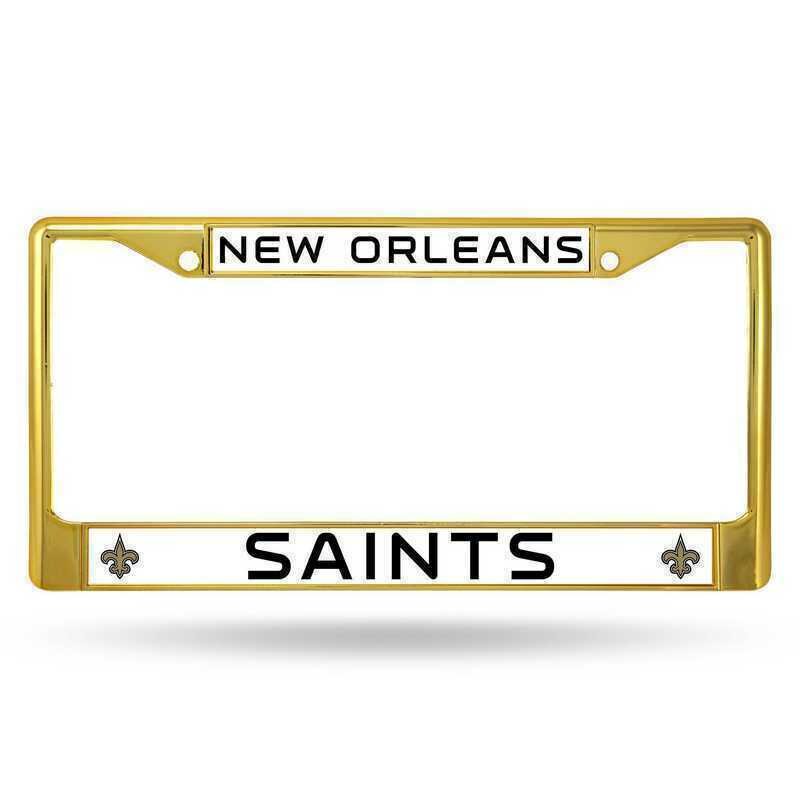 New Orleans Saints Gold Chrome Metal License Plate Frame