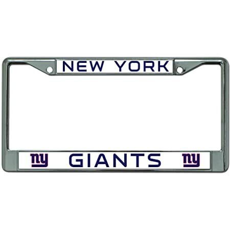 New York Giants White Chrome Metal License Plate Frame