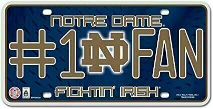 Notre Dame Fighting Irish #1 ND Fan Lightweight Metal License Plate
