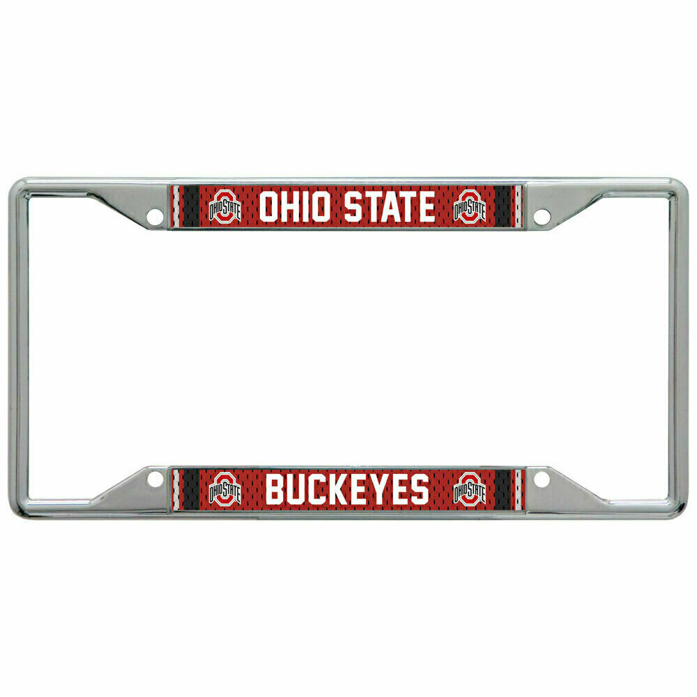 Ohio State Buckeyes Jersey Design Chrome Metal License Plate Frame