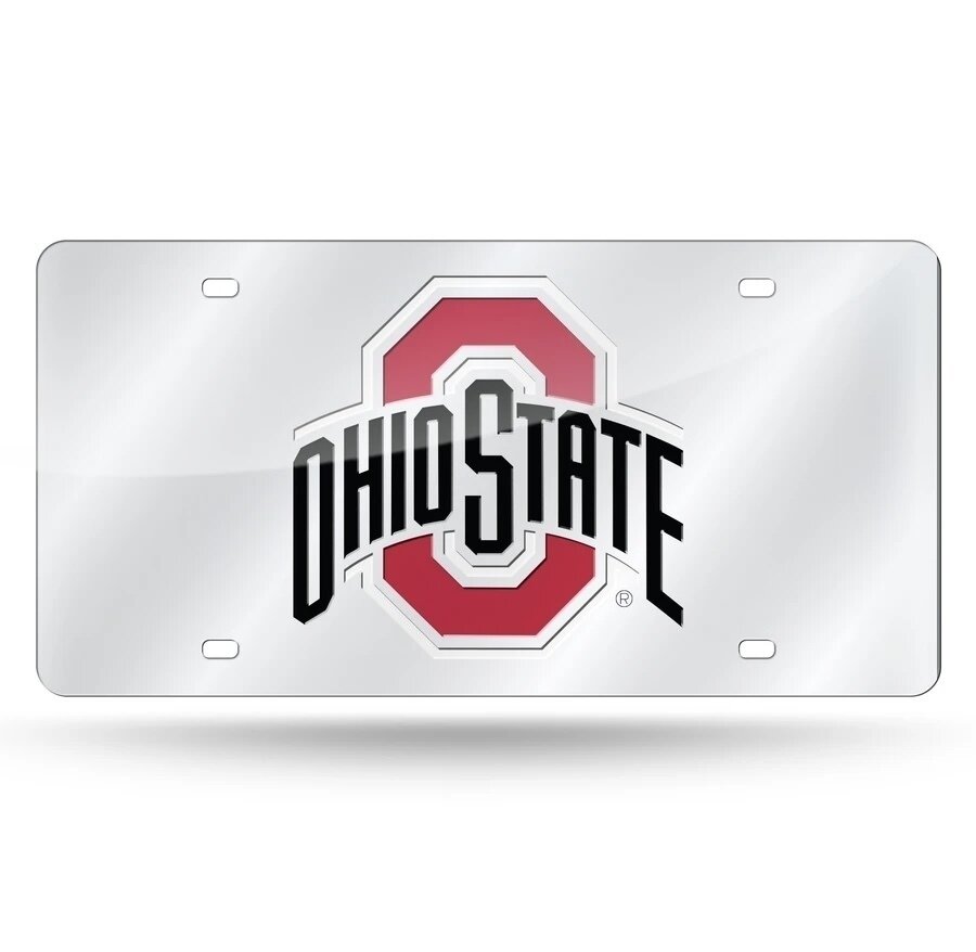 Ohio State Buckeyes Laser Tag Silver License Plate