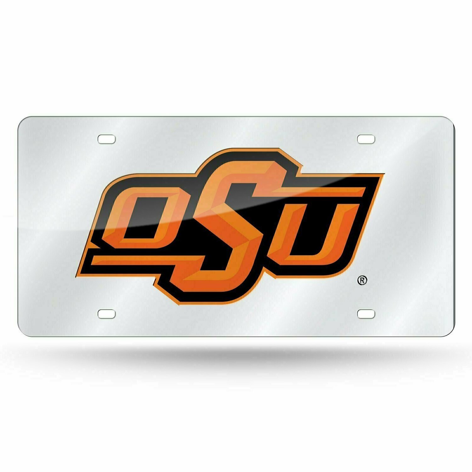 Oklahoma State Cowboys Laser Tag Silver License Plate