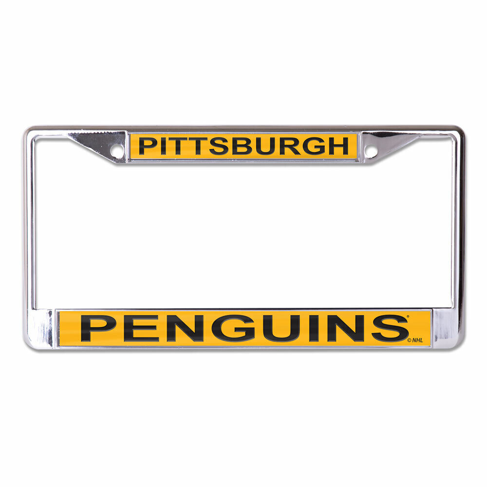 Pittsburgh Penguins Yellow Chrome Metal License Plate Frame