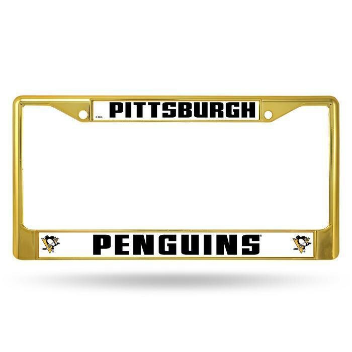 Pittsburgh Penguins Yellow Chrome Metal License Plate Frame